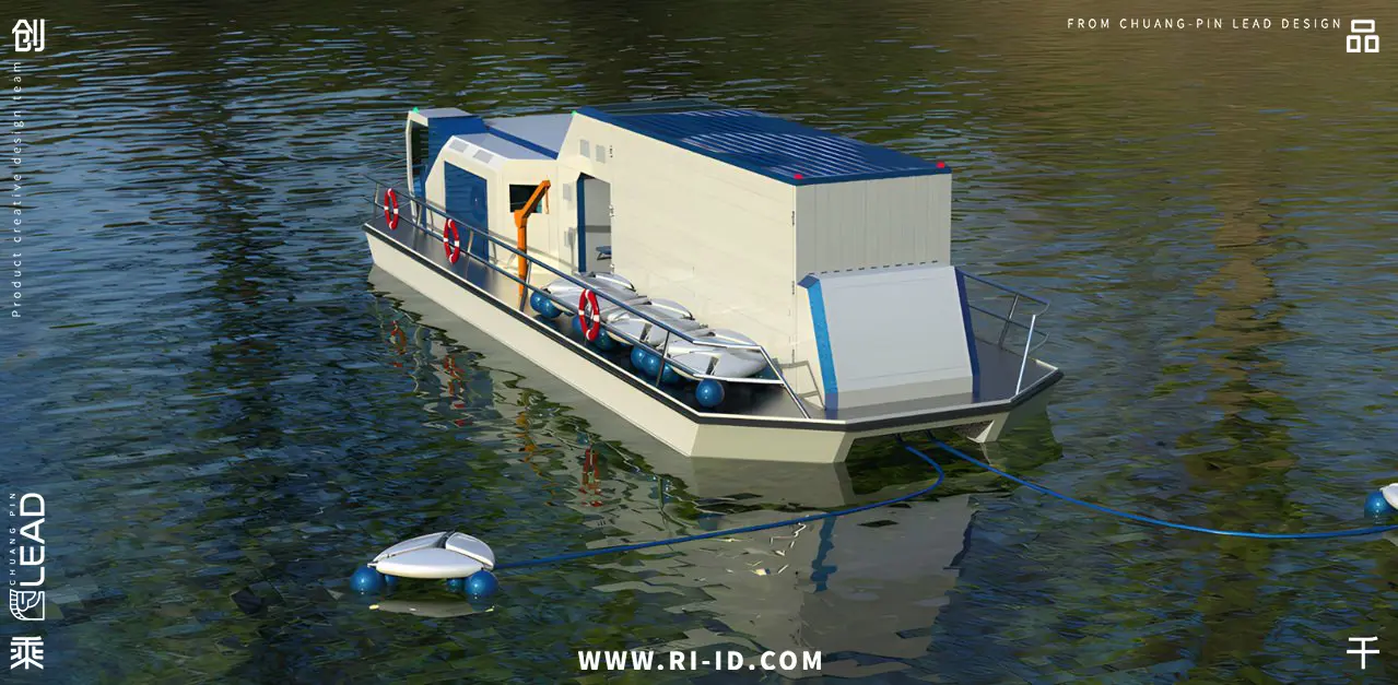 蓝藻处理船船尾展示图